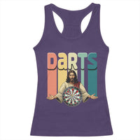 Funny Jesus Dart Player Sunset Retro Vintage Racerback Tank Top Christian Dartist Gift - Wonder Print Shop