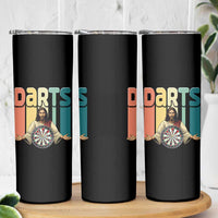 Funny Jesus Dart Player Sunset Retro Vintage Skinny Tumbler Christian Dartist Gift - Wonder Print Shop