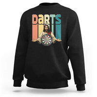 Funny Jesus Dart Player Sunset Retro Vintage Sweatshirt Christian Dartist Gift - Wonder Print Shop