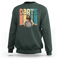 Funny Jesus Dart Player Sunset Retro Vintage Sweatshirt Christian Dartist Gift - Wonder Print Shop