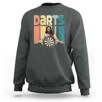 Funny Jesus Dart Player Sunset Retro Vintage Sweatshirt Christian Dartist Gift - Wonder Print Shop