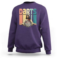 Funny Jesus Dart Player Sunset Retro Vintage Sweatshirt Christian Dartist Gift - Wonder Print Shop