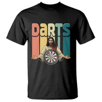 Funny Jesus Dart Player Sunset Retro Vintage T Shirt Christian Dartist Gift - Wonder Print Shop