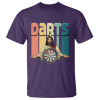 Funny Jesus Dart Player Sunset Retro Vintage T Shirt Christian Dartist Gift - Wonder Print Shop