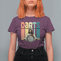 Funny Jesus Dart Player Sunset Retro Vintage T Shirt For Women Christian Dartist Gift - Wonder Print Shop