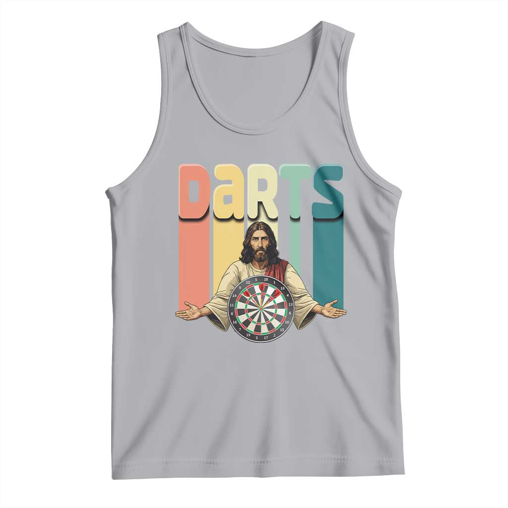 Funny Jesus Dart Player Sunset Retro Vintage Tank Top Christian Dartist Gift - Wonder Print Shop