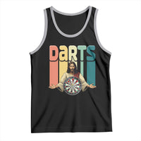 Funny Jesus Dart Player Sunset Retro Vintage Tank Top Christian Dartist Gift - Wonder Print Shop