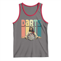 Funny Jesus Dart Player Sunset Retro Vintage Tank Top Christian Dartist Gift - Wonder Print Shop