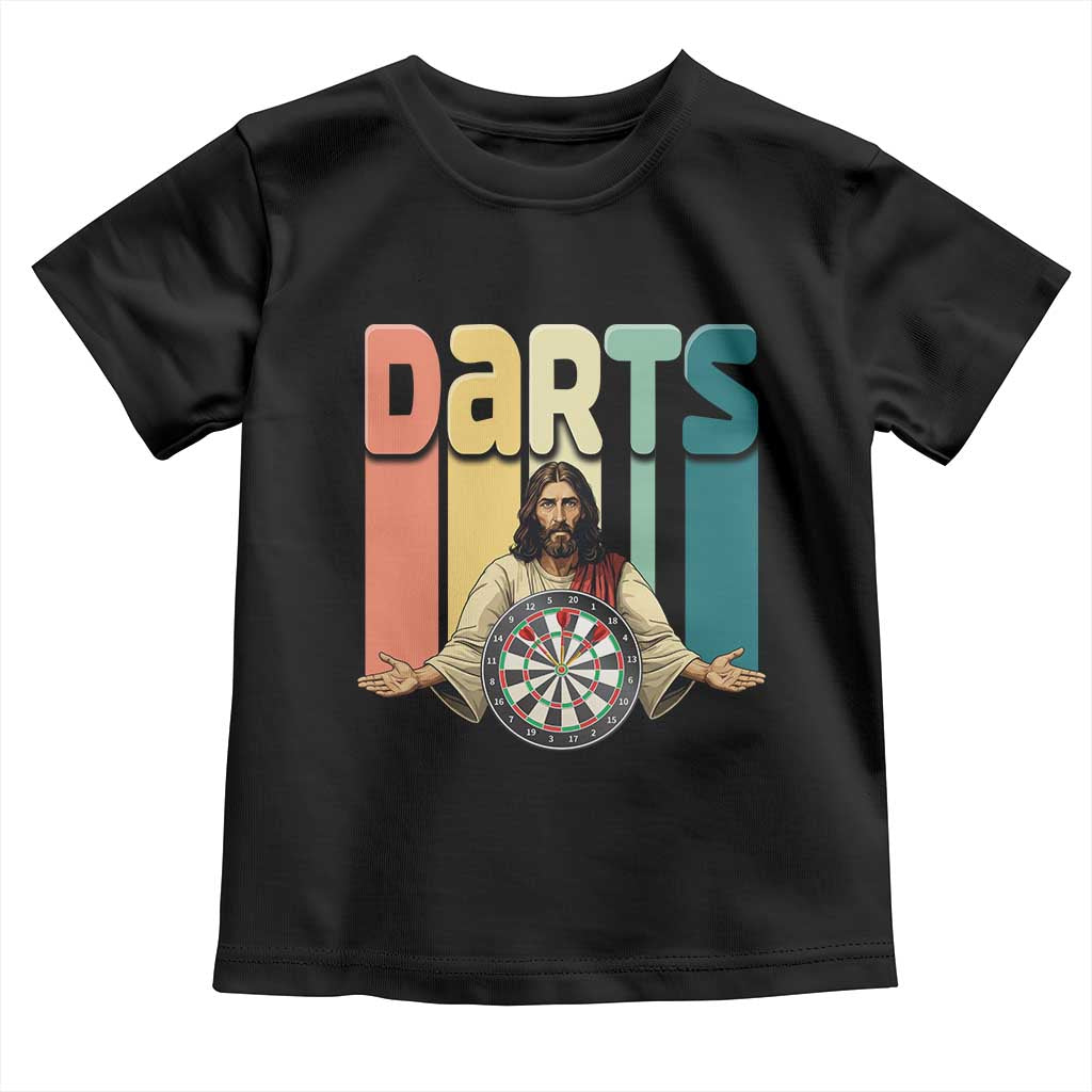 Funny Jesus Dart Player Sunset Retro Vintage Toddler T Shirt Christian Dartist Gift - Wonder Print Shop