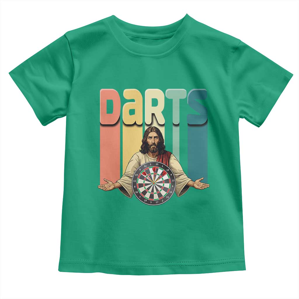 Funny Jesus Dart Player Sunset Retro Vintage Toddler T Shirt Christian Dartist Gift - Wonder Print Shop