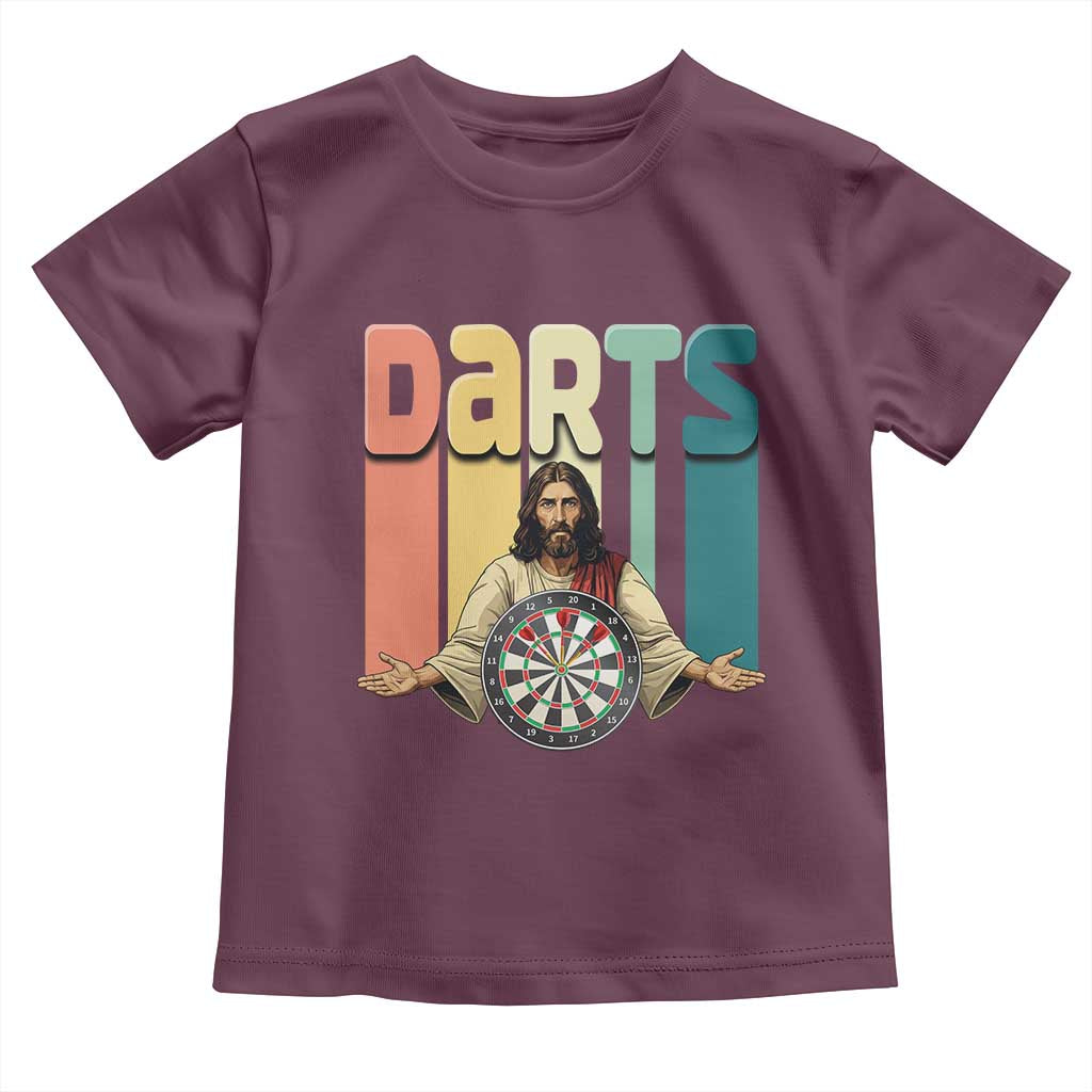 Funny Jesus Dart Player Sunset Retro Vintage Toddler T Shirt Christian Dartist Gift - Wonder Print Shop