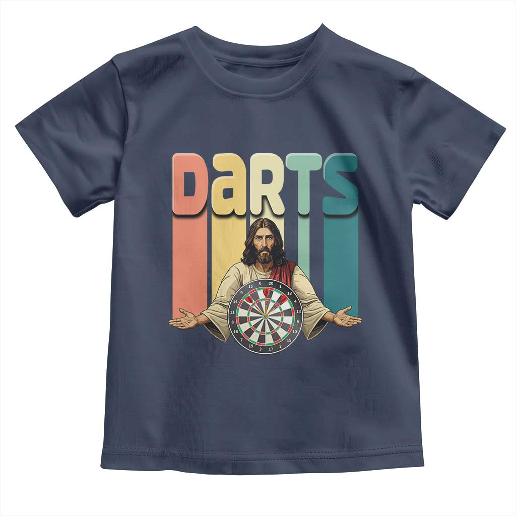 Funny Jesus Dart Player Sunset Retro Vintage Toddler T Shirt Christian Dartist Gift - Wonder Print Shop