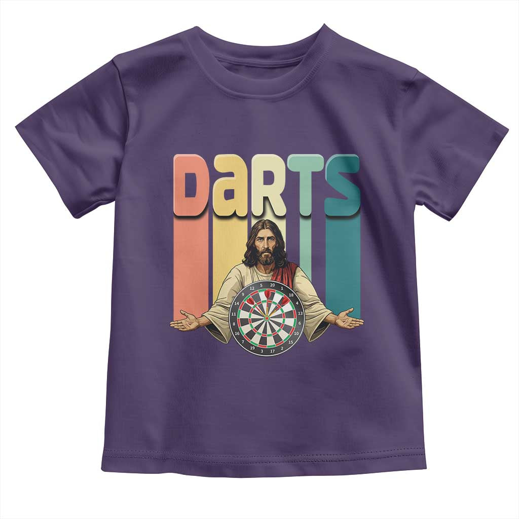 Funny Jesus Dart Player Sunset Retro Vintage Toddler T Shirt Christian Dartist Gift - Wonder Print Shop