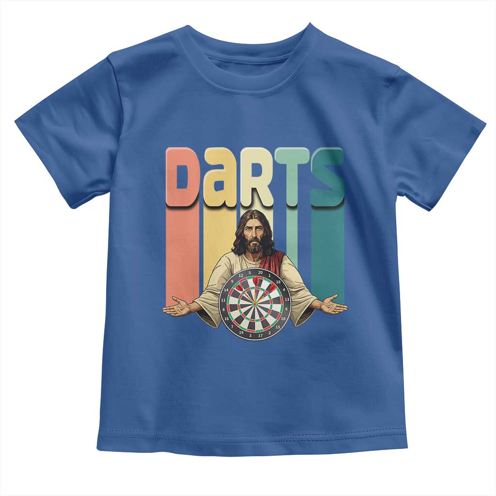 Funny Jesus Dart Player Sunset Retro Vintage Toddler T Shirt Christian Dartist Gift - Wonder Print Shop