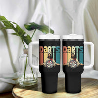Funny Jesus Dart Player Sunset Retro Vintage Tumbler With Handle Christian Dartist Gift - Wonder Print Shop