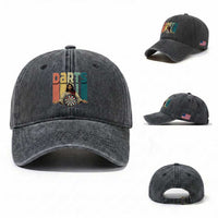 Funny Jesus Dart Player Sunset Retro Vintage Washed Cotton Baseball Cap Christian Dartist Gift