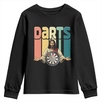 Funny Jesus Dart Player Sunset Retro Vintage Youth Sweatshirt Christian Dartist Gift - Wonder Print Shop