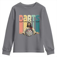 Funny Jesus Dart Player Sunset Retro Vintage Youth Sweatshirt Christian Dartist Gift - Wonder Print Shop