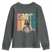 Funny Jesus Dart Player Sunset Retro Vintage Youth Sweatshirt Christian Dartist Gift - Wonder Print Shop