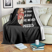 Funny Christian Faith Darts Player Gift Throw Blanket Keep Calm And Trust In Jesus He Never Misses - Wonder Print Shop