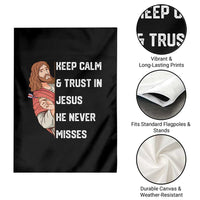 Funny Christian Faith Darts Player Gift Garden Flag Keep Calm And Trust In Jesus He Never Misses - Wonder Print Shop