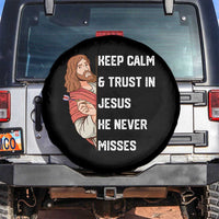 Funny Christian Faith Darts Player Gift Spare Tire Cover Keep Calm And Trust In Jesus He Never Misses - Wonder Print Shop