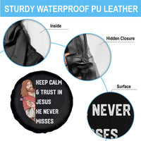 Funny Christian Faith Darts Player Gift Spare Tire Cover Keep Calm And Trust In Jesus He Never Misses - Wonder Print Shop