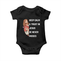 Funny Christian Faith Darts Player Gift Baby Onesie Keep Calm And Trust In Jesus He Never Misses - Wonder Print Shop