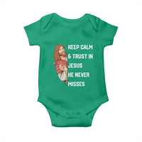 Funny Christian Faith Darts Player Gift Baby Onesie Keep Calm And Trust In Jesus He Never Misses - Wonder Print Shop