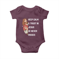 Funny Christian Faith Darts Player Gift Baby Onesie Keep Calm And Trust In Jesus He Never Misses - Wonder Print Shop