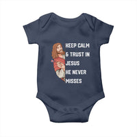 Funny Christian Faith Darts Player Gift Baby Onesie Keep Calm And Trust In Jesus He Never Misses - Wonder Print Shop