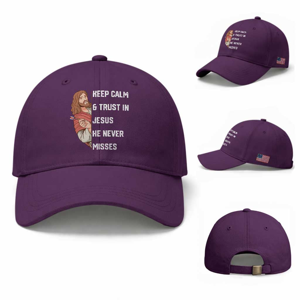 Funny Christian Faith Darts Player Gift Baseball Cap Keep Calm And Trust In Jesus He Never Misses