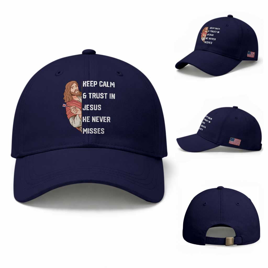 Funny Christian Faith Darts Player Gift Baseball Cap Keep Calm And Trust In Jesus He Never Misses