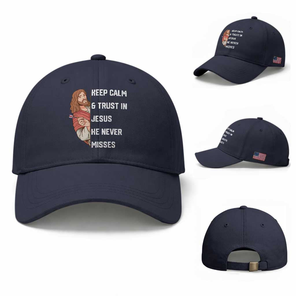 Funny Christian Faith Darts Player Gift Baseball Cap Keep Calm And Trust In Jesus He Never Misses