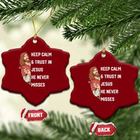 Funny Christian Faith Darts Player Gift Ceramic Ornament Keep Calm And Trust In Jesus He Never Misses - Wonder Print Shop