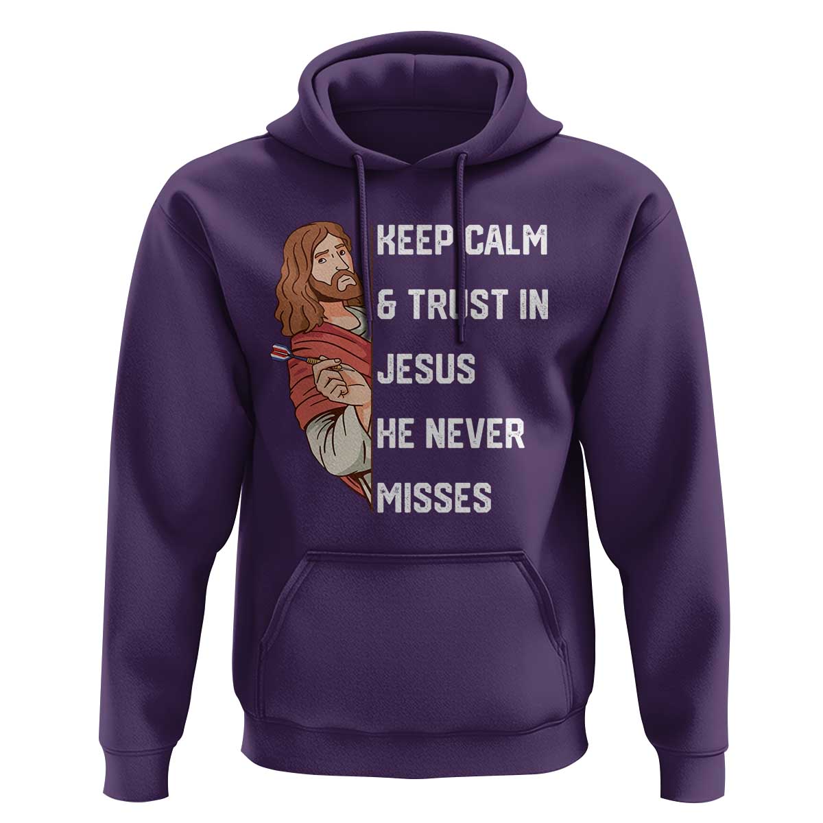 Funny Christian Faith Darts Player Gift Hoodie Keep Calm And Trust In Jesus He Never Misses - Wonder Print Shop
