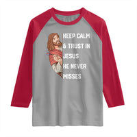 Funny Christian Faith Darts Player Gift Raglan Shirt Keep Calm And Trust In Jesus He Never Misses - Wonder Print Shop