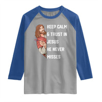 Funny Christian Faith Darts Player Gift Raglan Shirt Keep Calm And Trust In Jesus He Never Misses - Wonder Print Shop