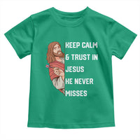 Funny Christian Faith Darts Player Gift Toddler T Shirt Keep Calm And Trust In Jesus He Never Misses - Wonder Print Shop