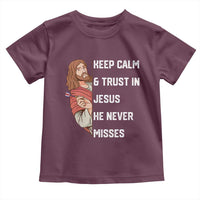 Funny Christian Faith Darts Player Gift Toddler T Shirt Keep Calm And Trust In Jesus He Never Misses - Wonder Print Shop