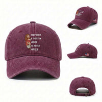 Funny Christian Faith Darts Player Gift Washed Cotton Baseball Cap Keep Calm And Trust In Jesus He Never Misses