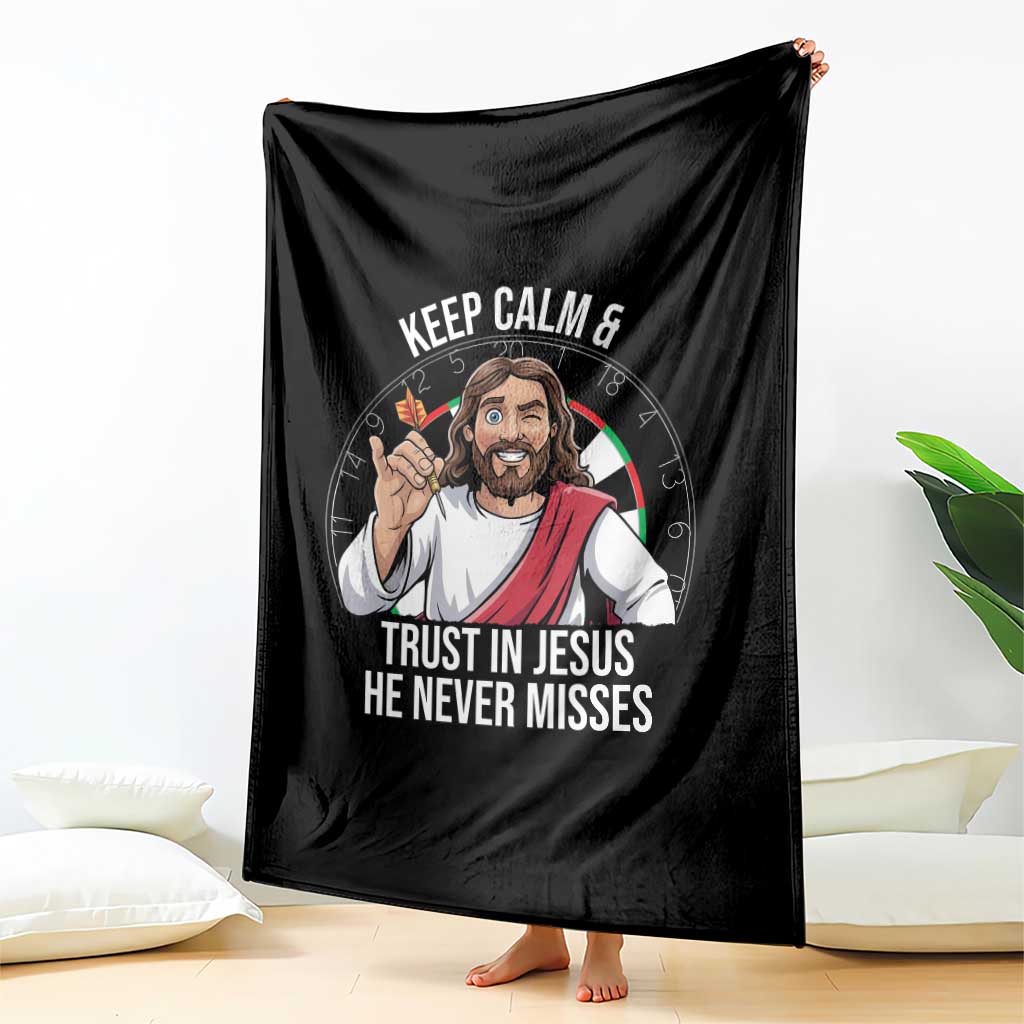 Keep Calm And Trust In Jesus Throw Blanket Christian Dartist Gift - Wonder Print Shop