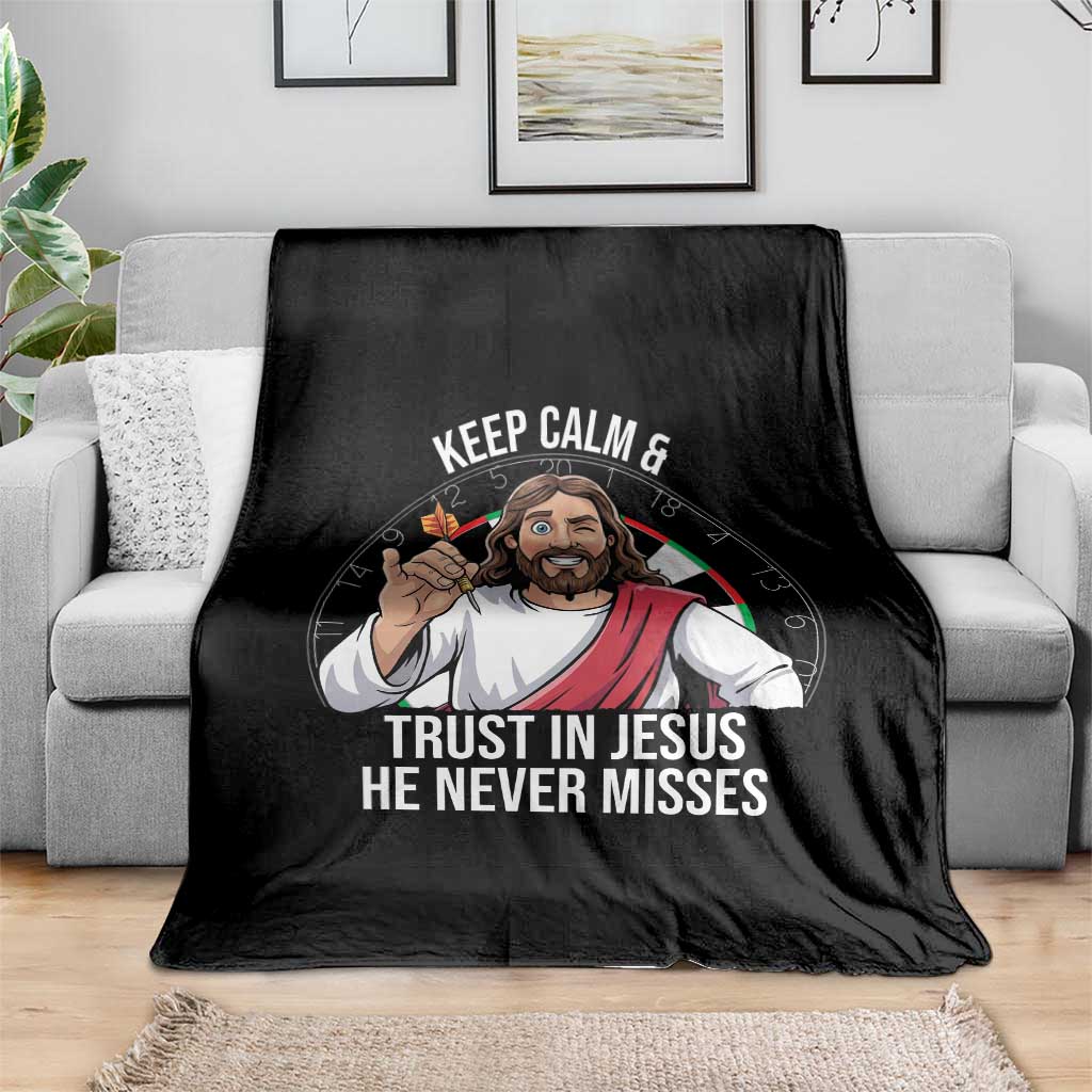 Keep Calm And Trust In Jesus Throw Blanket Christian Dartist Gift - Wonder Print Shop