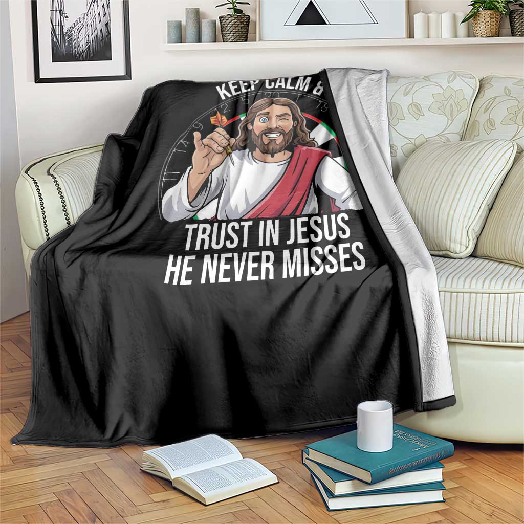 Keep Calm And Trust In Jesus Throw Blanket Christian Dartist Gift - Wonder Print Shop