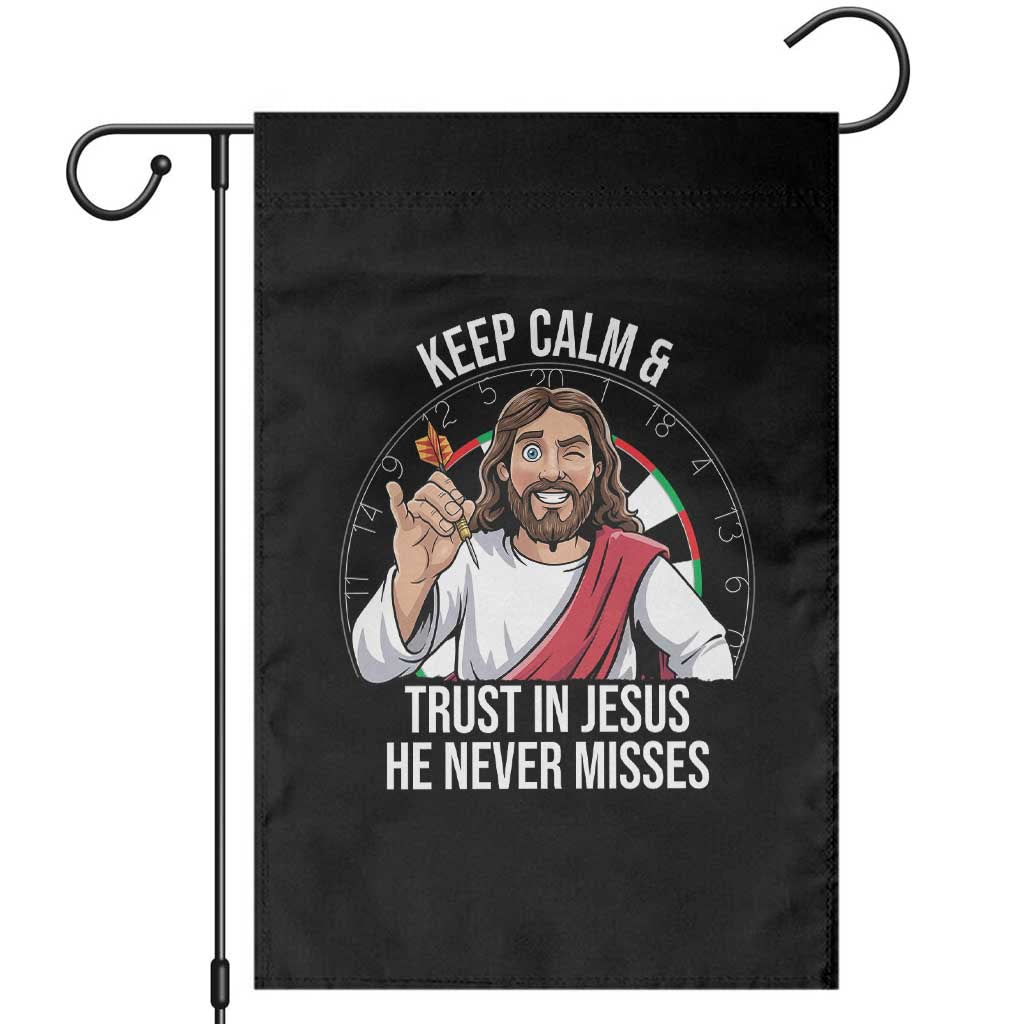 Keep Calm And Trust In Jesus Garden Flag Christian Dartist Gift - Wonder Print Shop