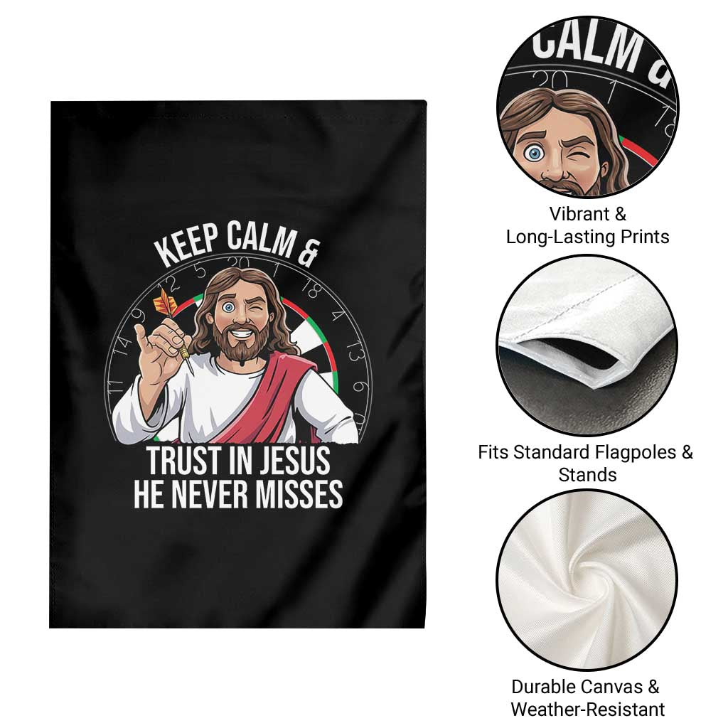 Keep Calm And Trust In Jesus Garden Flag Christian Dartist Gift - Wonder Print Shop