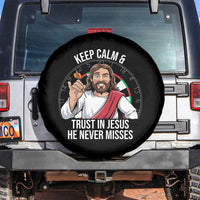 Keep Calm And Trust In Jesus Spare Tire Cover Christian Dartist Gift - Wonder Print Shop