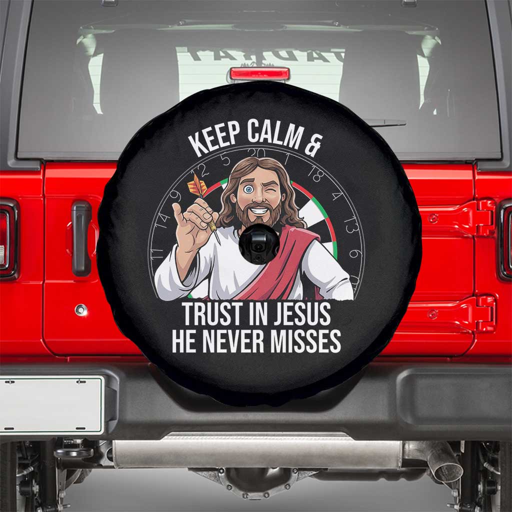 Keep Calm And Trust In Jesus Spare Tire Cover Christian Dartist Gift - Wonder Print Shop