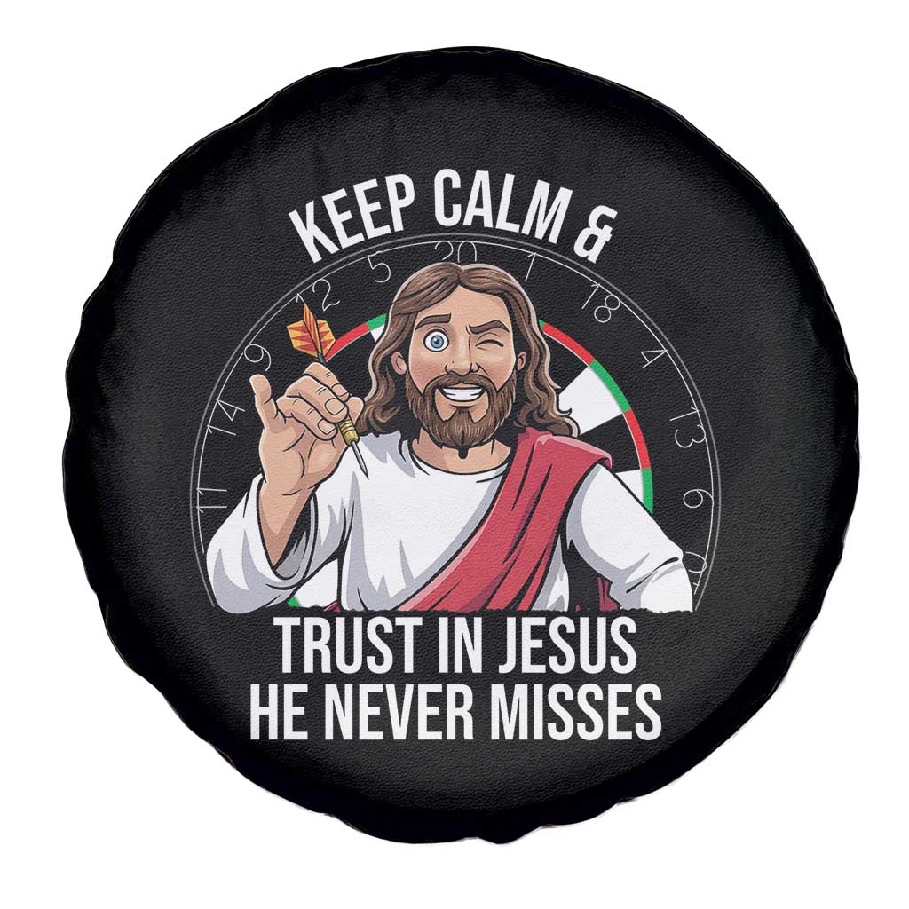 Keep Calm And Trust In Jesus Spare Tire Cover Christian Dartist Gift - Wonder Print Shop