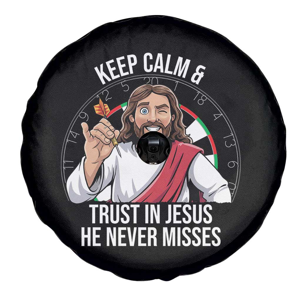 Keep Calm And Trust In Jesus Spare Tire Cover Christian Dartist Gift - Wonder Print Shop